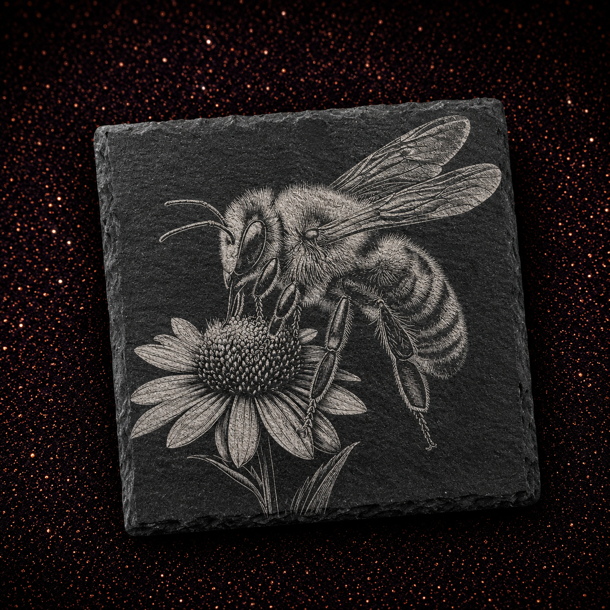 Honey & Chaos – Engraved Slate Coaster