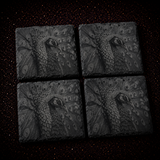 Laser Engraved Peacock Slate Coasters | Natural Stone Home Décor