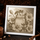 Laser Engraved Floral Bee Mirror | Rustic Farmhouse Wall Decor