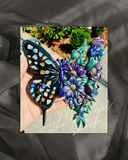 Genuine Yowah Opal Butterfly – Handmade Resin Art with Mica Floral Detail