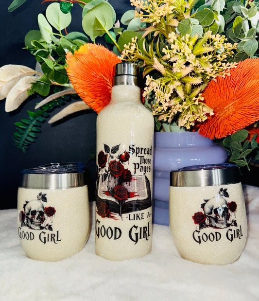 Good Girl Dark Romance Glitter Tumbler Set