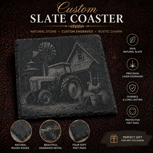 Custom Slate Coaster – Laser Engraved | Personalised Aussie Made