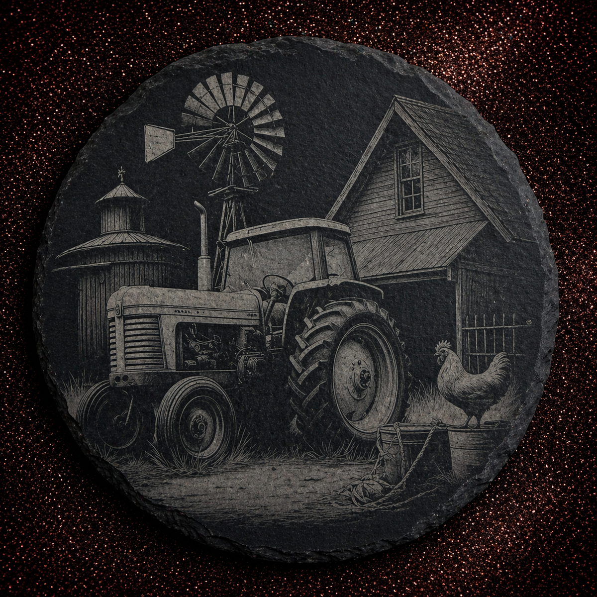 Rust & Dust – Engraved Slate Coaster