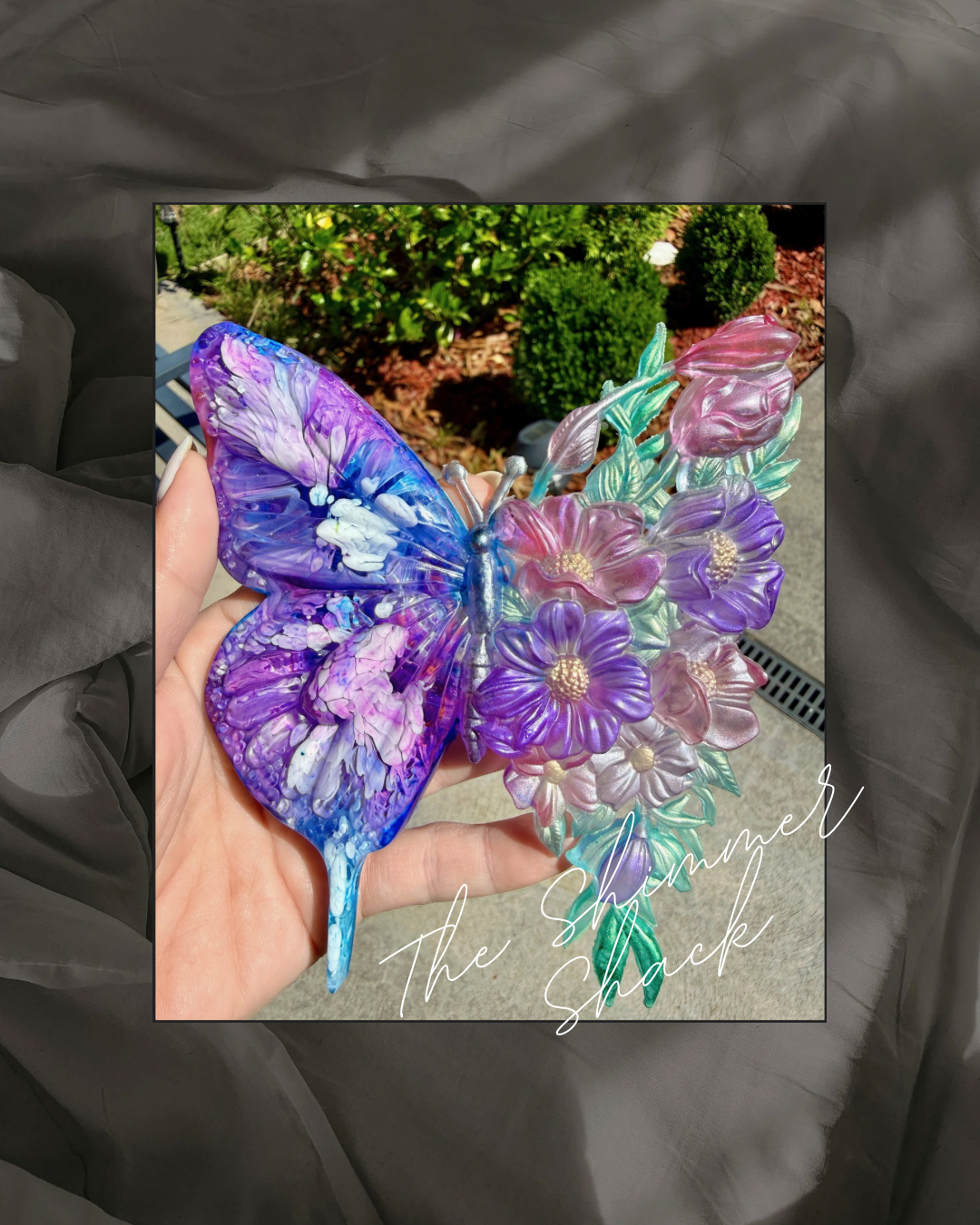 🦋 Handmade Resin Butterfly – Alcohol Ink & Mica Shimmer Art