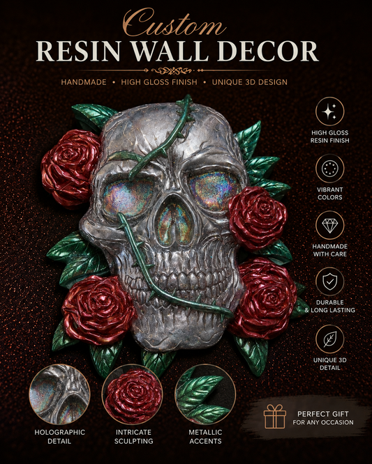 Holographic LED Resin Skull Wall Decor