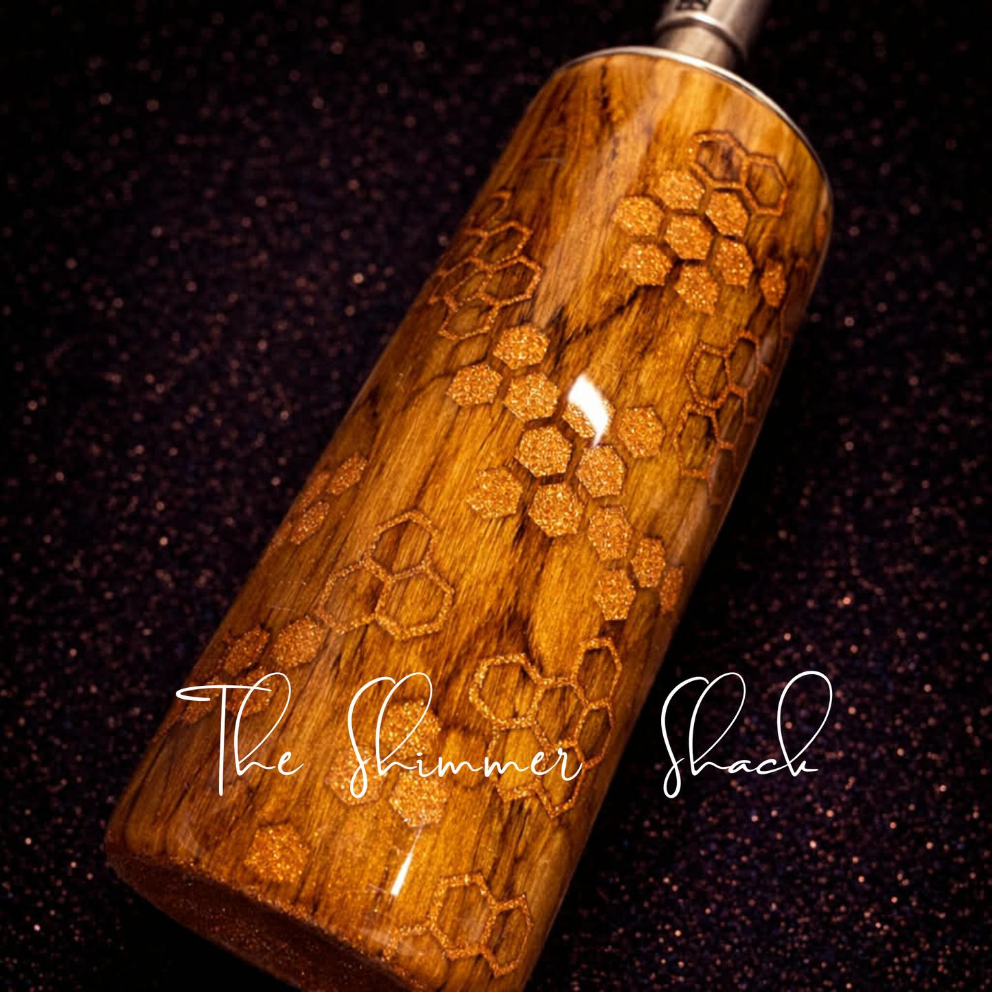 🐝✨ Honeycomb Wood Grain Glitter Tumbler – 30oz | Personalised | Keeps Drinks Hot & Cold 12hrs ✨🐝