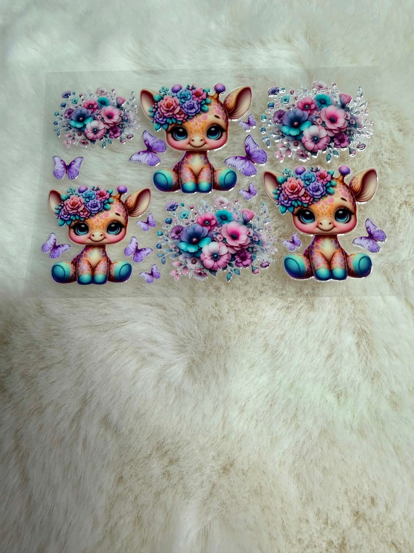 Pastel Bloom Giraffe UV DTF Decal 🦒🩷✨