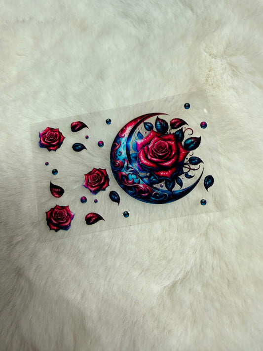 Midnight Rose Moon UV DTF Decal 🌙🌹✨