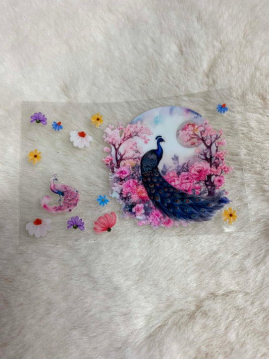 Peacock Bloom UV DTF Decal – Bank Card Wrap